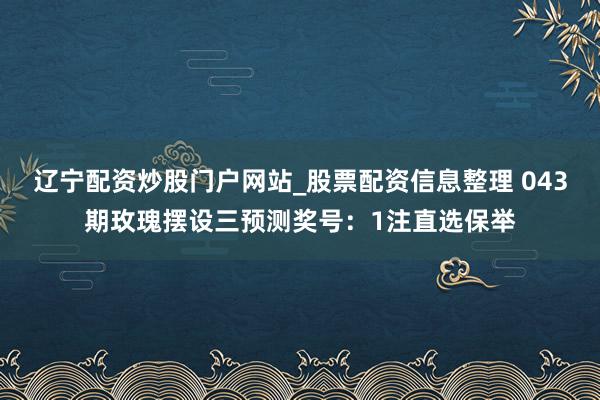 辽宁配资炒股门户网站_股票配资信息整理 043期玫瑰摆设三预测奖号:1注直选保举